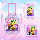 Girls Rolling Backpack, Cute Turtle Roller Wheels Kids Bookbag - Wheeled Elementary School Bag - 3PCS Turtle by TinyTreasures Baby Boutique