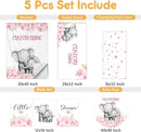 Personalized Crib Bedding Set, 5 Pcs Custom Nursery Bedding Sets with Name, Infant Bedding Set for Baby Girls, Pink Elephant Double Layer Baby Crib Set, Babies Toddlers Kids Customized Gifts by TinyTreasures Baby Boutique