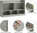 Kids Toy Storage Organizer, 5-Section Bookshelf for Organizing Books Toys, Wooden Storage Cabinet Daycare Furniture for School, Classroom Playroom, Nursery, Kindergarten (Grey) by TinyTreasures Baby Boutique