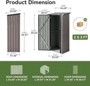 Aoxun 3’x2.1’ Outdoor Metal Storage Shed with Lockable Doors, Steel Utility Tool Shed, Metal Sheds Outdoor Storage for Garden, Patio, Backyard and Lawn, Brown by GreenHaven Gardens