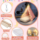 6 Pack Sleepovers Teepee Tent for Kids Bulk with Mattress Sheet Light,Natural Cotton Washable Indoor Play Tent for Birthday Slumber Party Girls Boys Pajama Movie Night Supplies(Pink) by TinyTreasures Baby Boutique