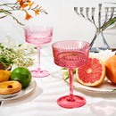 Art Deco Colored Crystal Coupe Glass Set Of 6 Large 9 6OZ Stemmed Glassware by The Wine Savant