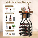 IBUYKE Wine Rack Freestanding Floor,Wine Storage 15 Bottles Bottle Rack with Glass Holders, Mini Bar Wine Cabinet with Storage Drawer for Home Bar Kitchen Dining Room,Rustic Brown,UTMJ908H by CozyNest Decor