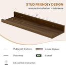 Axeman Picture Ledge Shelf, Floating Shelves for Wall Decor Storage Set of 6, 16 inch Floating Wall Mounted Shelves, Wall Shelves with Lip for Living Room, Bedroom, Nursery, Bathroom, Kitchen, Walnut by TinyTreasures Baby Boutique