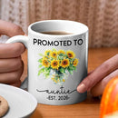 Promoted To Auntie EST 2026 Accent Mug Gift For Pregnancy Announcement, Personalized Name New Aunt Coffee Mug 11 15Oz, Customized Sunflowers Auntie White Coffee Cup For Birthday, First Time Aunt Cup by TinyTreasures Baby Boutique