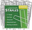 Landscape Staples 4 Inch 60 Pack, Garden Stakes Galvanized Garden Staples 11 Gauge, Plant Cover Stakes for Lawn Weed Barrier by CozyNest Decor