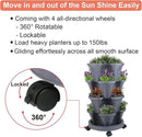 Vertical Planter 4 Tier Stackable Planters Garden Planters Strawberry Herb Flower and Vegetable Planter Indoor Outdoor Gardening Pots with Removable Wheels and Tools by GreenHaven Gardens