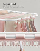 SONGMICS Clothes Drying Rack, with Sock Clips, Metal Laundry Rack, Foldable, Space-Saving, Free-Standing Airer, with 2 Height-Adjustable Gullwings, Indoor Outdoor Use, White and Pink ULLR052P01 by TinyTreasures Baby Boutique
