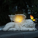WONDER GARDEN Sleeping Dog Angel Statue with Solar Light - Pet Memorial Stone, in Memory of Dog, Marker Tribute Statues, Resin Guardian Angels, Bereavement Gift by CozyNest Decor
