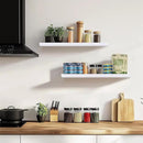 24"x6.8"x1.2" Solid Wood Floating Shelves 2-Pack - Rustic White Finish with Hidden Brackets, Perfect for Storage and Décor in Living Room, Kitchen, Bedroom by CozyNest Decor