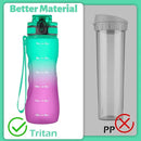 OLDLEY 25 oz Water Bottle, Motivational Water Bottle with Time Marker, Sports Water Bottle With Strap, Leakproof & BPA Free Large Water Bottles for School, Gym, Travel, Outdoor, Tritan,Green&Purple by CozyNest Decor