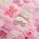 7 PCs Pink Embroidery Butterfly Nursery Crib Bedding Set 100% Cotton Baby Girl 3D Butterfly Themed Cot Bedding Set 1 Quilt, 2 Fitted Sheet, 1 Window Valance, 3 Butterfly Shaped Wall Decor by TinyTreasures Baby Boutique