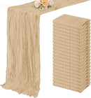 Sand 20 Pack 10FT Cheesecloth Table Runner 20 x 120 Inch Long Rustic Gauze Cheese Cloth Table Runner for Wedding Bridal Baby Shower Table Decorations Boho Fabric Sheer Birthday Party Table Decor by CozyNest Decor