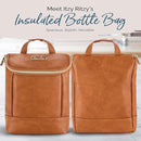 Itzy Ritzy Insulated Bottle Bag – Keeps Bottles Warm or Cool - Holds 3 Bottles & Features Interior Pocket for Ice Pack (Not Included), Cognac by TinyTreasures Baby Boutique