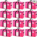 TAILI 12 Pack Pink Extra Large Moving Bags, Heavy Duty Totes with Visible Window, Wrap Around Handles, Space-Saving Storage Solution, Alternative to Moving Boxes by TinyTreasures Baby Boutique