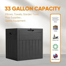 33 Gallon Resin Deck Box, Weatherproof Outdoor Storage Box for Patio, Garden, Pool, and Yard, Lockable Waterproof Bin for Tools, Cushions, and Accessories, Black by GreenHaven Gardens