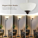 Floor Lamps for Living Room Black, 70" Tall Standing Lamp with Glass Shade, Torchiere Floor Lamp with 350°Adjustable Swing Arm Lamp, Pole lamp for Bedroom, Living Room, Office, Bulbs Included by CozyNest Decor
