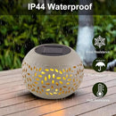 Solar Table Light Outdoor Waterproof- Solar Powered LED Lamp Hollowed-Out White Metal Desktop Decorative Lantern for Indoor Desk Bedroom Patio Garden Pathway Yard by GreenHaven Gardens