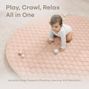 Comfy Cubs Round Kids Play Mat - Large 60 inches Soft Quilted Baby Floor Mat with Non-Slip Bottom - Plush Design for Toddlers' Playtime and Relaxation - Comfortable and Durable - Blush by TinyTreasures Baby Boutique