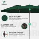 JEAREY 15FT Patio Umbrella Large Outdoor Umbrella Extra Double-Sided Market Umbrella with Crank Handle for Garden, Deck, Backyard and Pool, Dark Green by GreenHaven Gardens