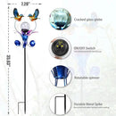 VCUTEKA Solar Lights Outdoor Metal Garden Stake Waterproof Crackle Glass Globe Garden Decor Blue Jay Bird for Pathway, Lawn, Patio, Yard by CozyNest Decor
