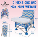 Tiny Marvels Portable 3-in-1 Baby Booster Seat, Cozy Floor Seat, Feeding Seat with Tray, Compact Foldable Toddler Booster with Child Safety Belt Carry Bag, Perfect for Travel (Big Waive) by TinyTreasures Baby Boutique