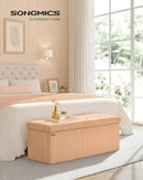 SONGMICS MAZIE Collection - Storage Ottoman Bench, Foldable Foot Rest, 15 x 43 x 15 Inches, End of Bed Bench, Storage Chest, Load 660 lb, Living Room, Bedroom, Entryway, Apricot ULSF604O01 by CozyNest Decor