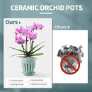 5" Ceramic Orchid Pot with Holes | Crackle Glazed Pot with Drainage and Separate Saucer | Ideal Plant Pot for Repotting Orchids and Other Flowers (Blue) by GreenHaven Gardens