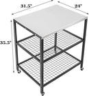 Stainless Steel Grill Cart with Cover Pizza Oven Stand with Water-Proof Cover Trolley Table with Wheels Three-Shelf Movable Food Prep and Work Cart Table Heavy Duty Grill Cart Outdoor 31.5"×24"×35.5" by CozyNest Decor