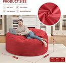 4FT Bean Bag Chair, Large Bean Bag Chairs with Memory Foam Filled, Fluffy Beanbag Sofa with Dutch Velvet Cover, Round BeanBag Chairs for Living Room, Playroom - Red by TinyTreasures Baby Boutique