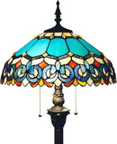 Tiffany Floor Lamp Stained Glass Lamp Standing Reading Light 16x16x70 Inch for Living Room (Blue Jewelry Baroque Style) by CozyNest Decor
