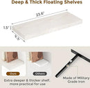 24 x 9 Floating Shelves, 9 Inch Deep Floating Shelf Wall Mounted, 24 Inch Bathroom Shelves Set of 2, Rustic Wood Wall Shelf for Bedroom, Living Room, Brich Color by CozyNest Decor