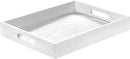 Wood Serving Tray with Handles, Home Decorative Wooden Rectangle Ottoman Decor Platter Vanity Tray for Breakfast Dinner Drinks Kitchen Dining Living Bathroom Restaurants White by CozyNest Decor