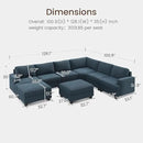 Nolany Sectional Sofa with Storage Ottoman, Corduroy Modular Sectional Couch, U Shape Sectional Couches for Living Room, Blue by CozyNest Decor