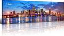 Office Wall Decor Miami Skyline Wall Art Panoramic Cityscape Picture Modern USA City Night View Canvas Prints for Bedroom Living Room Home Decoration Stretched and Framed Ready to Hang 13.8"x45.3" by CozyNest Decor