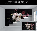 Dark Floral Wallpaper Mural Vintage Peony Flowers Black Background Wall Mural Bedroom (Not Peel and Stick) by CozyNest Decor