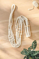 Mkono 43 Inch Macrame Plant Hanger Large for up to 12 Inch Pot Extra Long Hanging Plant Holder No Tassels Hanging Planter Basket with Wood Beads for Indoor Outdoor Boho Home Decor, Ivory, Set of 2 by GreenHaven Gardens