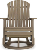 Signature Design by Ashley Hyland Wave Casual Weather Resistant HDPE Outdoor Swivel Glider Chair, Light Brown by GreenHaven Gardens