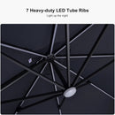 PURPLE LEAF 10 Feet Patio Umbrella Outdoor Cantilever Solar Powered LED Square Umbrella Aluminum Offset Umbrella with 360-degree Rotation for Garden Deck Pool Patio, Grey by GreenHaven Gardens
