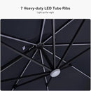 PURPLE LEAF 10 Feet Patio Umbrella with Base Outdoor Cantilever Solar Powered LED Square Umbrella Aluminum Offset Umbrella with 360-degree Rotation for Garden Deck Pool Patio, Grey by GreenHaven Gardens