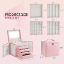 5-Layer Jewelry Box with 4 Drawers, Huge Portable Jewelry Organizer with Lock and Mirror for Women, for Necklace Ring Earring Bracelet Storage, Lockable Jewelry Case, Pink by TinyTreasures Baby Boutique