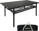 Large Folding Camping Table Aluminum with Storage for 4-6 People 55"X27.5" Roll Up Tall Outdoor Portable Table Lightweight with Carry Bag for Picnic BBQ Backyard Beach by GreenHaven Gardens