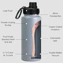 DRINCO Stainless Steel Water Bottle Spout Lid Vacuum Insulated Double Wall Water Bottle Wide Mouth (40oz 32oz 22oz 18oz 14oz) Leak Proof Keeps Cold or Hot (32 oz, 32oz Asphalt Gray) by CozyNest Decor