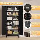 75" Tall Metal Kitchen Pantry Storage Cabinet, Freestanding Cupboard with 2 Doors and 5 Adjustable Shelves, Standing Storage for Kitchen, Bathroom, Garage, Dinning Room or Utility Room（Black） by CozyNest Decor