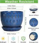 G EPGardening Plant Pot 5 Inch - Ceramic Planter for Indoor Plants Outdoor, Succulent Orchid Pot with Drainage Hole and Saucer, Round Flower Pot for Home Decor, Blue by GreenHaven Gardens