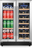 Tylza Upgraded Wine and Beverage Refrigerator 24 Inch, Dual Zone Wine Beverage Cooler with French Door, Under Counter Wine Beer Fridge Built-In or Freestanding, Holds 20 Bottles and 88 Cans TYBC120-3 by CozyNest Decor