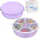 Kids' Rotating Snack Container Set – 2-Pack, Includes 1 Rotating Snack Container & 1 Round Sectioned Snack Box, BPA-Free, Dishwasher Safe, Perfect for Travel-Purple by TinyTreasures Baby Boutique