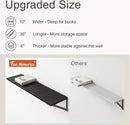 36"W x 10"D Floating Shelves, 10 Inch Deep Black Floating Shelves, Farmhouse Rustic Deep Wall Shelves for Home Decor, Wide Large Floating Shelf for Bathroom, Living Room, Kitchen, Study Room by CozyNest Decor