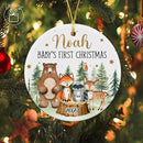 Unifury Personalized Baby First Christmas Ornament 2024, Adorable Keepsake for Babies First Christmas Tree, Holiday Decor for Celebrating Ceramic Babys 1st Christmas Ornament 2024, Woodland Animal by TinyTreasures Baby Boutique