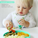Grabease Baby Spoons and Forks Utensils for Toddlers Infants BPA-Free & Phthalate-Free Baby Silverware, 2 Sets, Mint and Orange - Toddler Spoon by TinyTreasures Baby Boutique